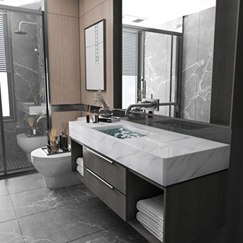 BAYYA Extra Wide Marble Granite Peel and Stick Wallpaper Ivory White - color: White, size: 31.5" x 157"
