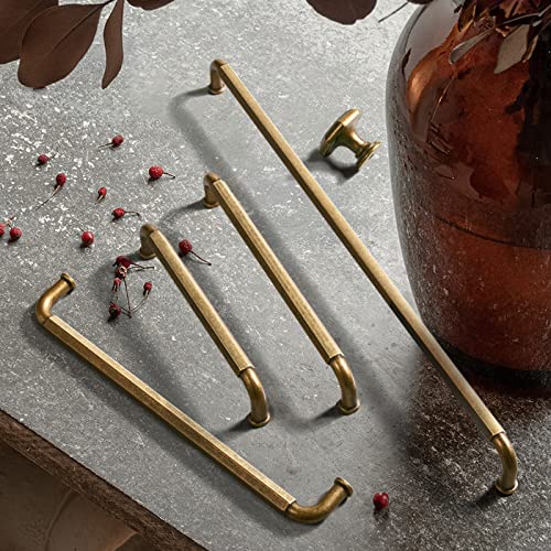 Goo-Ki 6 Pack 5 Inch （128mm） Hole Center Cabinet Pulls Antique Brass Zinc Alloy Kitchen Drawer Pulls Drawer Handles 5.5 Inch Length 2201-GT-128 - color: Antique Brass, size: 5 Inch Hole Centers
