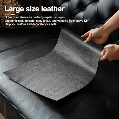 TIANLDD Leather Repair Tape，16x80 Inch Self Adhesive Leather Repair Patch，Leather Repair Kit for Furniture，Couches, Car Seats, Cabinets, Handbags(Dark Grey-Litchi Grain) - color: Dark Gray, size: 16" x 80"