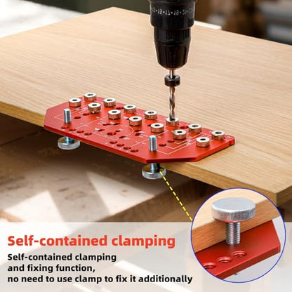 7 Holes Shelf Pin Jig and Hinge Jig, 1/4 Inch and 5mm