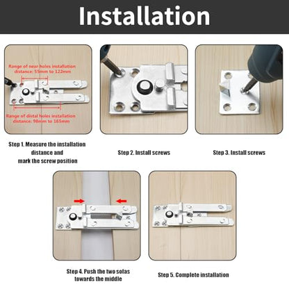 HOWDIA Sectional Couch Connectors, 175mm Sectional Couch Clips Adjustable Sofa Connectors, Keep Your Sectional Sofa Together, Heavy Duty Alligator Clamps Joint Clip for Modular Couch Furniture 2 Pcs - size: 175 MM