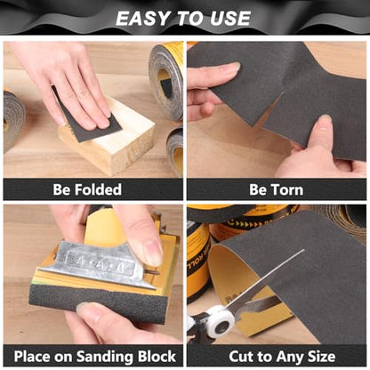 Sandpaper Roll 240 Grit, Wet Dry Sand Paper 3-2/3" Wide 11 Yard - style: 240 Grit