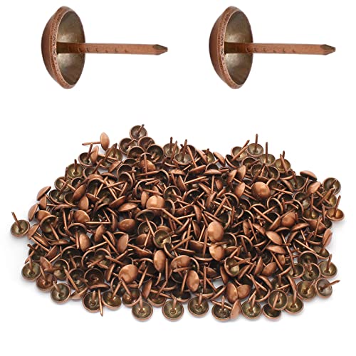 Jiozermi 300 Pcs Upholstery Tacks, Red Bronze, 0.43'' Round Head - color: Red Bronze, size: 0.43" x 0.67" / 11 x 17 mm