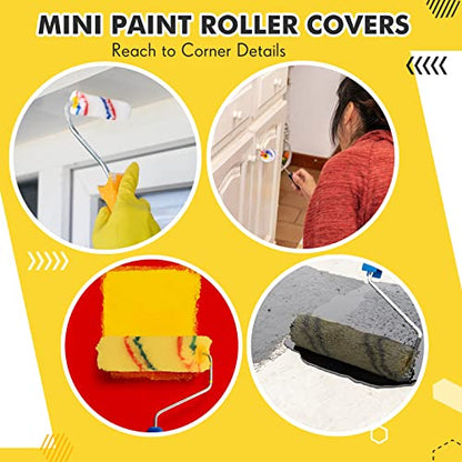 Leumoi 100 Pcs 4 Inch Microfiber Paint Roller Covers, Red Blue - color: Red Blue