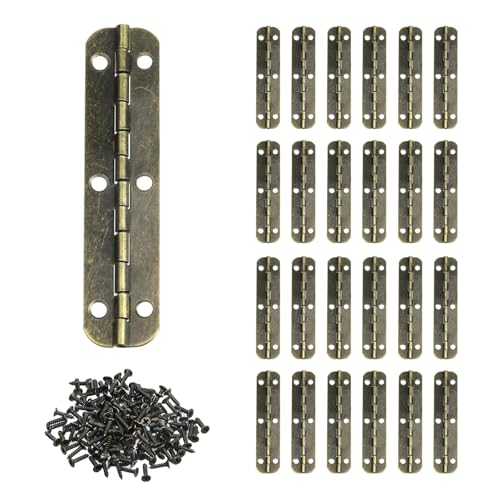 24PCS Retro Bronze Door Hinges Iron Folding Piano Hinges 2.56"x0.59" - style: Bronze,2.56"x0.59",24pcs