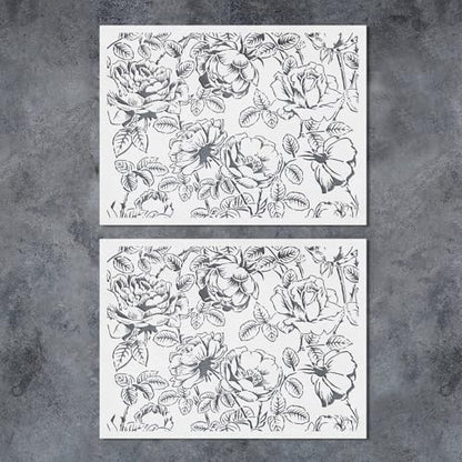 GSS Designs 2 Pack of Large Flower Wall Stencils for Painting 16x24Inch Floral Stencil for Painting on Walls Wood Floor Furniture Crafts Plant Leaf Stencils - style: 2 Pack of Flowers 16" x 24"