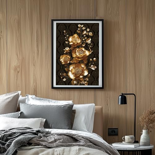GLOBLELAND 3 Sheets 3D Gold Peony Rub on Transfer for Furniture 6×12 inch - style: 3D Golden Peony