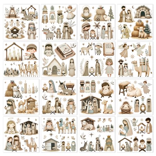 16 Pcs Christmas Nativity Rub on Transfers for Crafts Furniture - color: Nativity