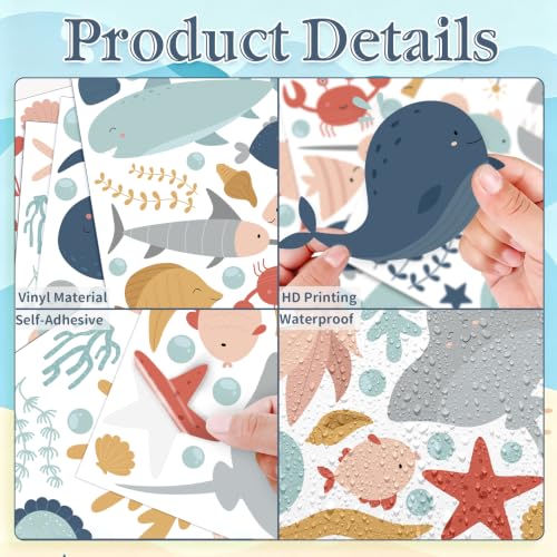 Ocean Animals Wall Decals, 6 Sheets 84 Pcs - color: Sea Creature