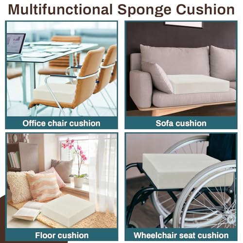 Frienda 4 Pack 6" x 20" x 20" Upholstery High Density Foam Cushion - color: White, size: 6" x 20" x 20"