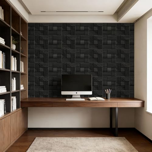 WoveN SounD Acoustic Wall Panels, Black Oak, 16 Pack, 12x12 in - color: Metre, Black Oak, 16 Pack
