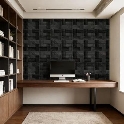 WoveN SounD Acoustic Wall Panels, Black Oak, 16 Pack, 12x12 in - color: Metre, Black Oak, 16 Pack