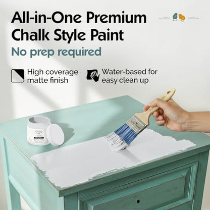 Chalky Chicks CottonTail 8 Fl Oz Chalk Paint for Furniture All in One - color: CottonTail (White), size: 8 Fl Oz (Pack of 1)