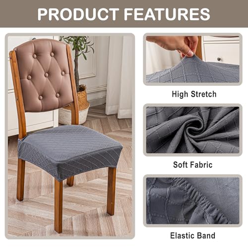 Genina Waterproof Chair Covers for Dining Room,Set of 6,Dark Gray - color: Dark Gray, size: 6PCS