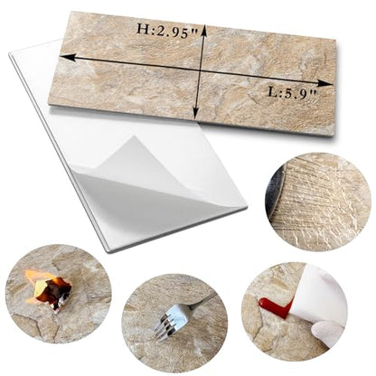 AULIGET 100-Piece Peel and Stick Backsplash Wall Tiles, 3" x 6" PVC Sandstone Faux Stick on Tiles for Backsplash Kitchen, Bathroom, Laundry Room, Camper, Fireplace - color: Sandstone