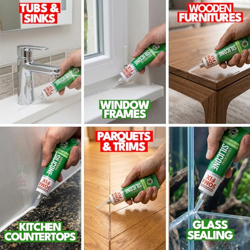 Clear Silicone Caulk (No Gun Needed) Flexible & Waterproof Caulking Tube - color: Clear