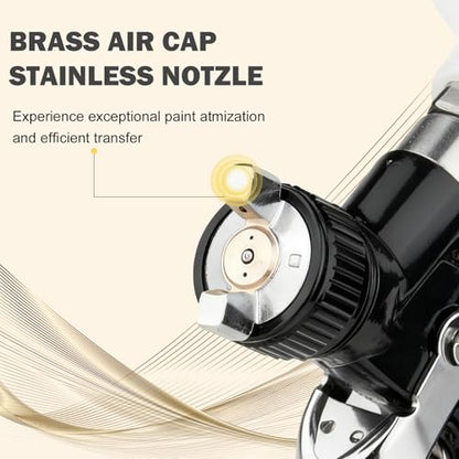 Mini HVLP Air Spray Gun with 200ML Disposable Paint Cups+125cc Plastic Cup - color: Black