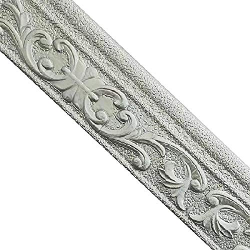 Queenbox 3x90in 3D Floral Molding Peel and Stick Wall Border, Sticky Wallpaper Wall Decorative Border for DIY Art Home Room Kitchen Office, Gray - color: Gray