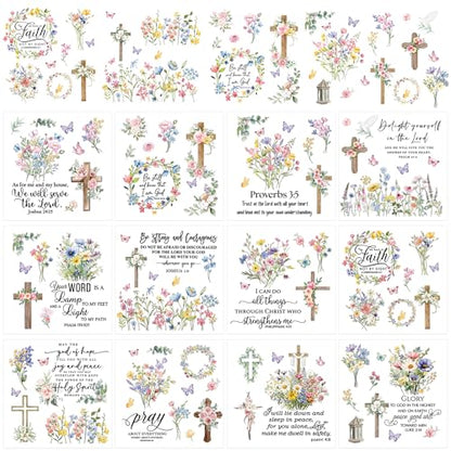 12 Pcs Bible Verse Floral Rub-On Transfers for Furniture & Crafts - style: Bible Verse Floral