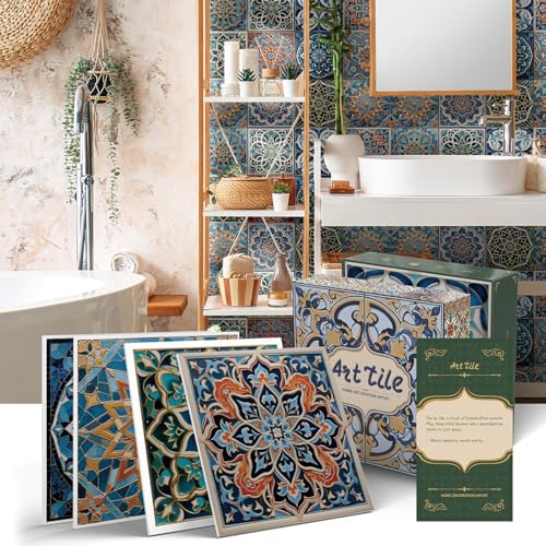 6x6 in Wall Tile Decals Stick on Backsplash for Kitchen,24Pcs - color: Muti Boho, size: 6X6IN*24PCS