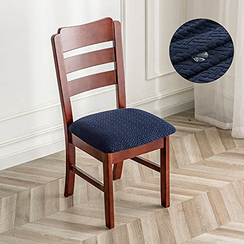 Genina Waterproof Seat Covers for Dining Room Chair Cover Set of 6 - color: Navy Blue, size: 15-19in Waterproof
