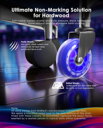 RidRed Gaming Chair Wheels - Heavy-Duty Office Chair Wheels - Replacement Rubber Casters- Universal Fit 3 Inch Chair Casters, Noise Free, Fits 98% Chair, for All Floor - color: Blue