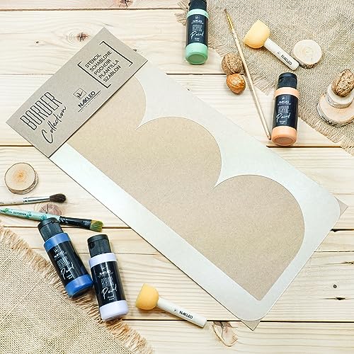 Border Reusable Plastic Wall Stencil // Frill - SEMICIRCLES 14 // Art Craft Mylar Template (17.7"x37.4") - color: Frill Semicircles 14, size: 45x95cm