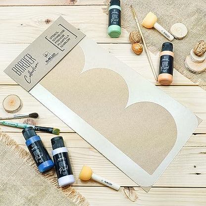 Border Reusable Plastic Wall Stencil // Frill - SEMICIRCLES 14 // Art Craft Mylar Template (17.7"x37.4") - color: Frill Semicircles 14, size: 45x95cm