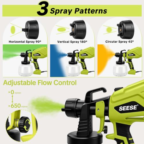 SEESE HVLP Electric Paint Sprayer: Equipped with 4 Nozzles & 3 Patterns
