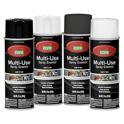 Spray Paint, 12 oz, 4-Pack (Flat/Gloss Black & White Mix) – All-Purpose, Indoor & Outdoor, Rust Resistant, for Wood, Metal, Plastic & Masonry - color: Flat/Gloss Black & White Mix