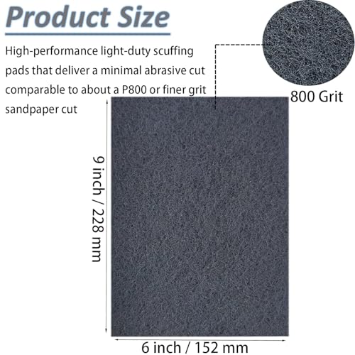 Tonmp 10 Pack 6 x 9 Inch 800 Grit General Purpose Scuff Pads for Scuffing, Scouring, Sanding, Paint Primer Prep Adhesion Scratch - Surface Preparation Automotive Car Auto Body Woodworking (Grey) - color: Grey -800 Grit