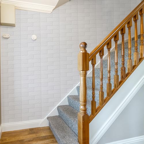 Peel and Stick 3D Foam Wall Panels, Self Adhesive Wallpaper - color: White, size: 10 Pack