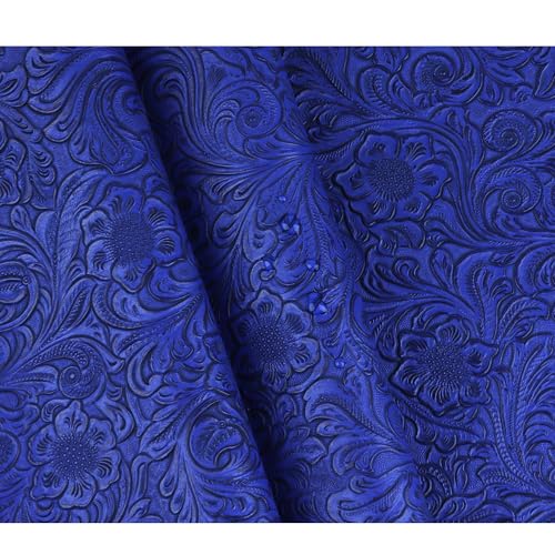 Solid Color Embossed Faux Leather Sheets 12 "x53 (30cm x 135cm) Embossed Texture Leather Fabric, Widely Used in Leather Earrings, Keychains, Sewing DIY Projects ﻿ (Royal Blue) - color: Royal Blue