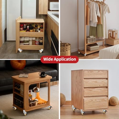 HOD Side Mount Casters with Brake, 2 Inch L-Shaped Small Caster Wheels Set of 4, Furniture Casters 360° Swivel Wheels for Furniture, Table, Baby Bed, Carts Trolley, Cabinet, Loading Capacity 180Lbs - style: 2-inch Brakes