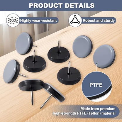 1" Nail on Furniture Sliders Chair Sliders Glides Wooden Furniture Movers Move Your Furniture Easily & Safety - Best Chair Leg Floor Protectors for Hardwood Floors & Carpets