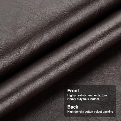 Faux Leather Fabric, Soft Synthetic PU Fabric Material, Thick Durable Synthetic Repholstery Leather Vinyl, Soft Touch Distressed DIY Crafts, Upholstery - Individual 1 Yards Cut 36" x 54"- Dark Brown - color: Dark Brown