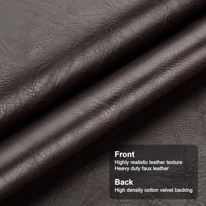 Faux Leather Fabric, Soft Synthetic PU Fabric Material, Thick Durable Synthetic Repholstery Leather Vinyl, Soft Touch Distressed DIY Crafts, Upholstery - Individual 1 Yards Cut 36" x 54"- Dark Brown - color: Dark Brown