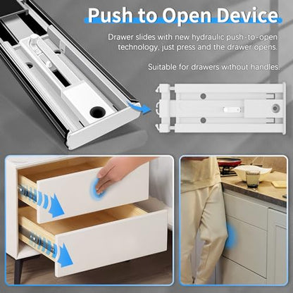 1 Pair Push to Open 14 Inch Side Mount Drawer Slides Rails - color: Black, size: 14 Inch
