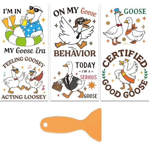 OLYCRAFT 3Pcs/Set Goose Rub on Transfer for Furniture and Craft 6x12 Inch Funny Goose Furniture Decal Transfer Sticker Rub on Decal with 1pc Scraper for Wooden Home Wardrobe Decoration - style: Goose