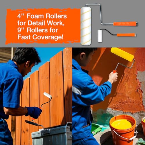 King Origin 20-Piece Paint Roller Kit, Extension Pole (4 ft) - color: 4"&9" Rollers, 20-Pack