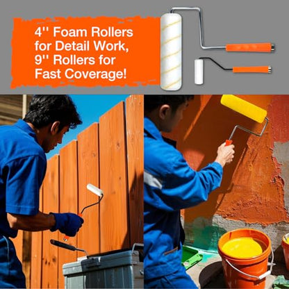 King Origin 20-Piece Paint Roller Kit, Extension Pole (4 ft) - color: 4"&9" Rollers, 20-Pack