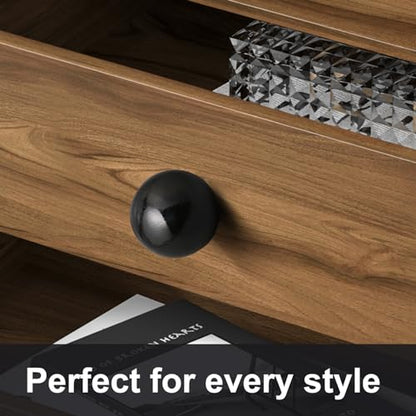 FoDau770 Round Ball Wood Knobs, 1" Diameter - Black - 30 Pieces - color: Black, size: 1 Inch