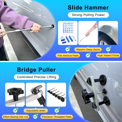 VEXTRO Paintless Dent Repair Kit, Car Dent Puller Kit for Auto Door Dents - size: PDR Kit-1