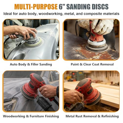 80Pcs 6 Inch Sanding Discs 600 Grit, Hook and Loop Orbital Sandpaper - style: 600Grit-80Pcs