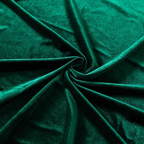 Stretch Velvet Fabric by The Yard for Apparel,Sewing,Crafting,Full Dress 93% Polyester 7% Spandex 63" Wide (Hunter Green,1Yard) - color: Huntergreen, size: 1 Yard