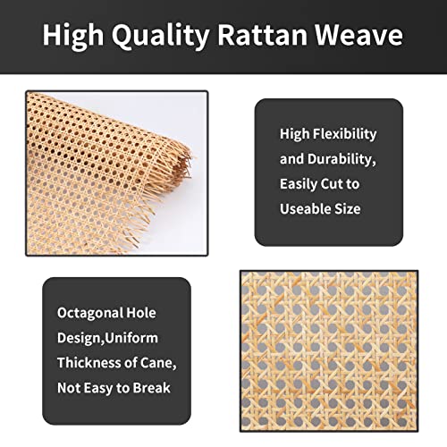 14" Width Cane Webbing 2Feet，Natural Rattan for Caning Projects - size: 14"Wx24"L(2feet)