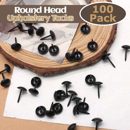 Biaungdo 100 Pcs Black Round Head Upholstery Tacks 11x16mm with Box - color: Black