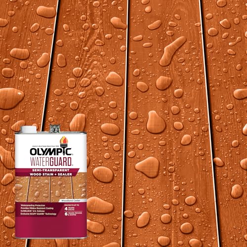 Olympic WaterGuard 1 gal Woodland Cedar Wood Stain & Sealer - color: Woodland Cedar, size: 1 Gallon, style: No sheen