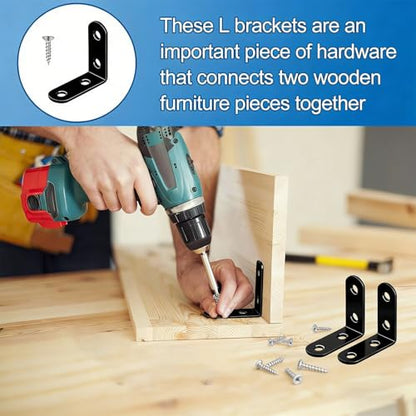 20PCS Stainless Steel L Right Angle Support Brackets 1.57x1.57 Inch Includes 80 Screws Heavy Duty Corner Braces for Shelves, Wood Furniture, Cabinets and Chairs - size: 40*40*46
