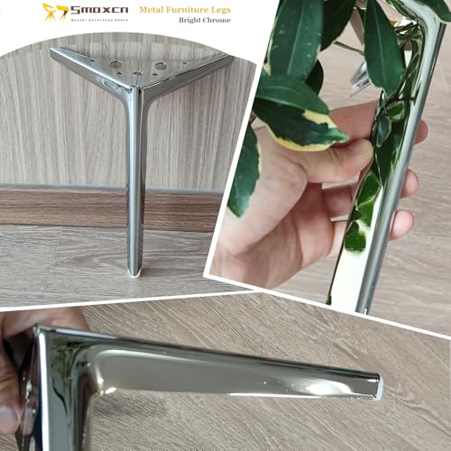 6 inch/15cm Shiny Silver Metal Furniture Legs Set of 4 - color: Shiny Chrome, size: 6 inch